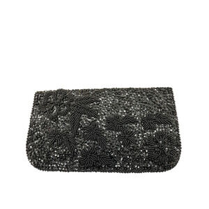Vintage 1960s Beaded Sequin Black Evening Bag Clutch Made in Hong Kong